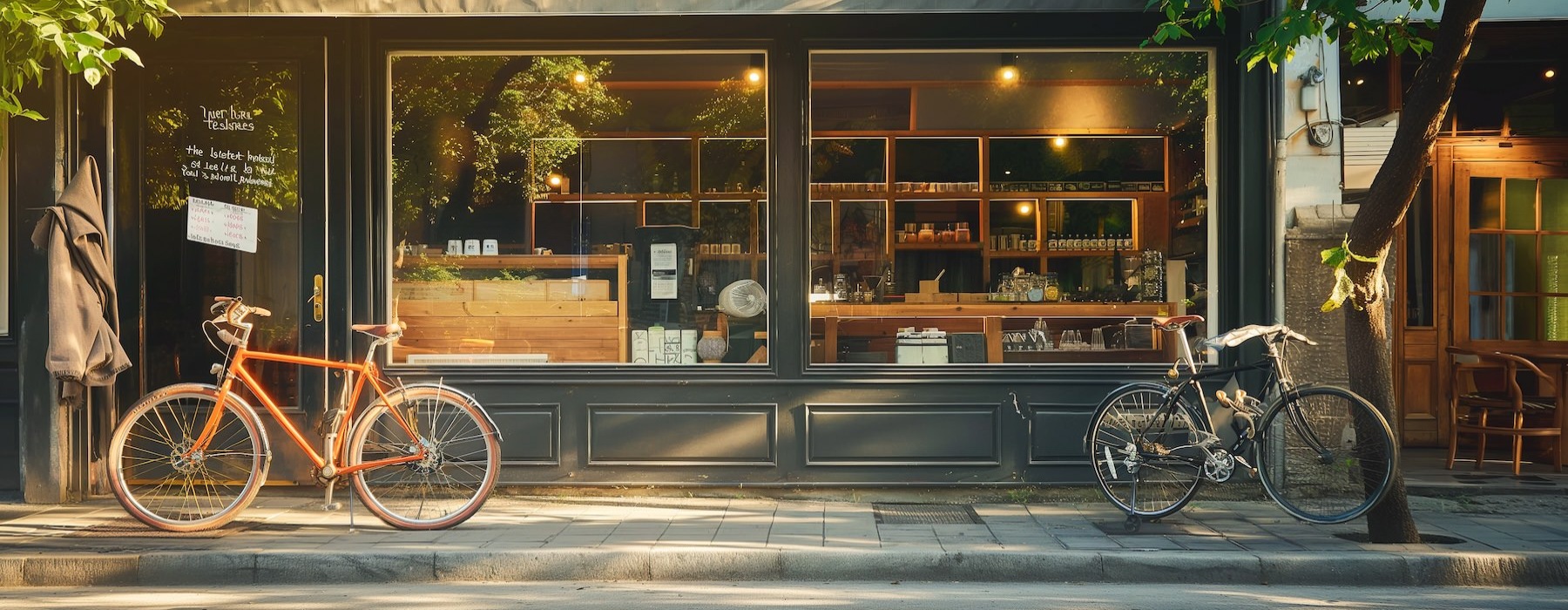 bicycles parked on the sidewalk