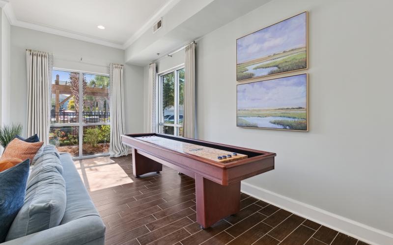 a room with a table and a couch