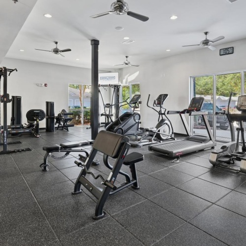 a gym with exercise equipment